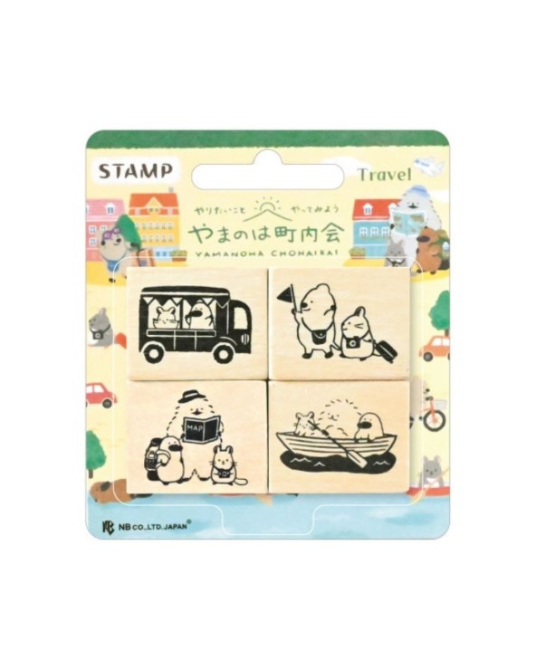 4 TAMPONS EN BOIS - YAMANOHA TOWN - VOYAGE - NB