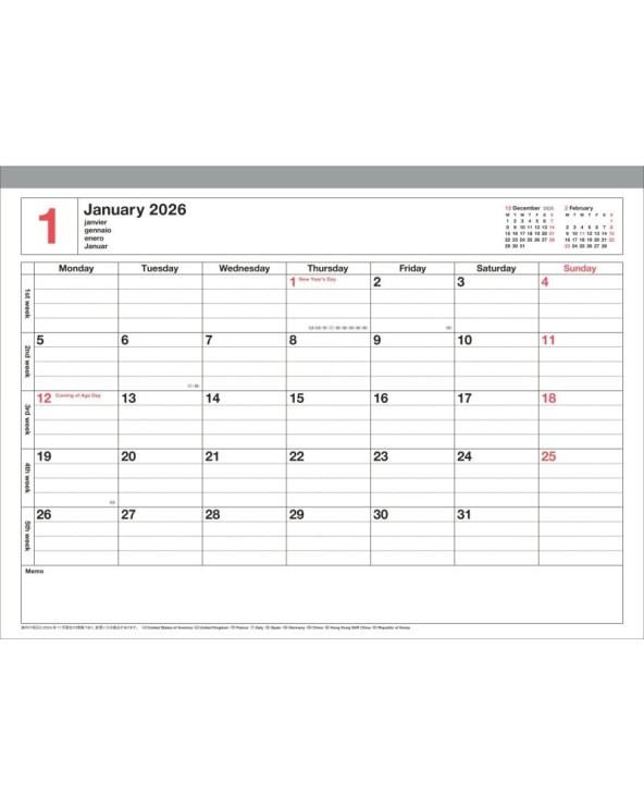 Calendrier Notebook 2026 - Format (M) - MARK'S