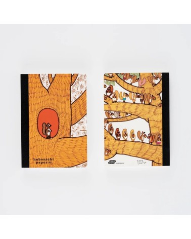 Hobonichi Techo 2026 – Bloc-notes A6 "100%ORANGE - Squirrel Appears"