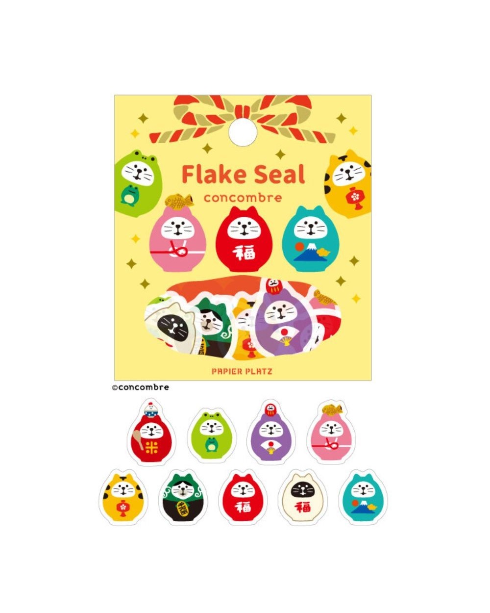 Stickers "Flake Seal – Lucky Cat Daruma" – CONCOMBRE x PAPIER PLATZ