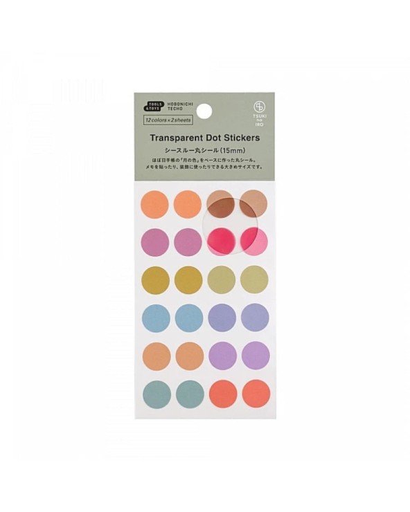 HOBONICHI TECHO - Stickers Dot  Transparents (15mm) - TSUKI no IRO